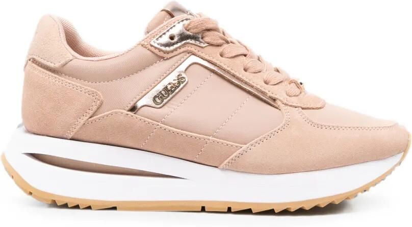 GUESS USA Leren sneakers met vlakken Beige