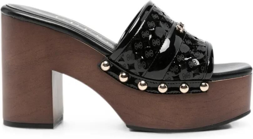 GUESS USA Sandalen met logo-plakkaat plateauzool en studs Zwart