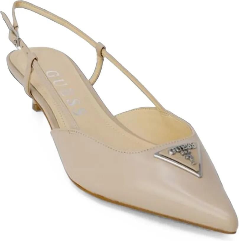 GUESS USA Slingback pumps met logoplakkaat Beige - Foto 3