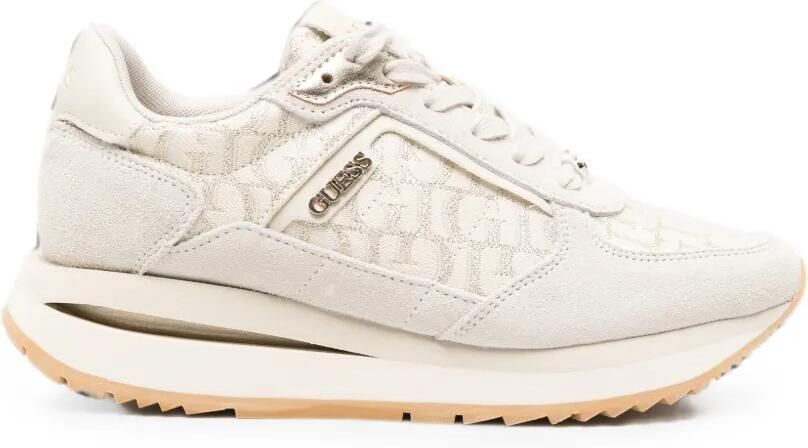 GUESS USA Sneakers met suède vlak en logoprint Beige