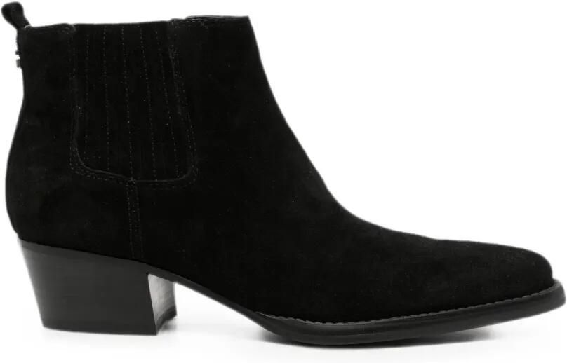 GUESS USA Suède enkellaarzen met blokhak Zwart