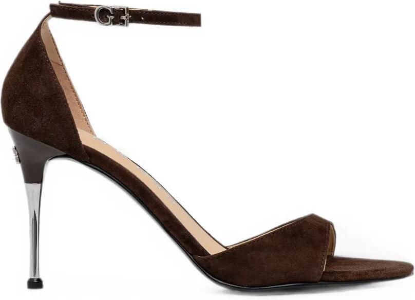 GUESS USA Suède sandalen met enkelbandjes Bruin