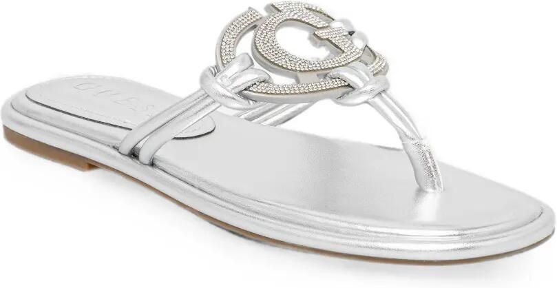 GUESS USA Teenslippers verfraaid met kristallen en logoplakkaat Zilver - Foto 2