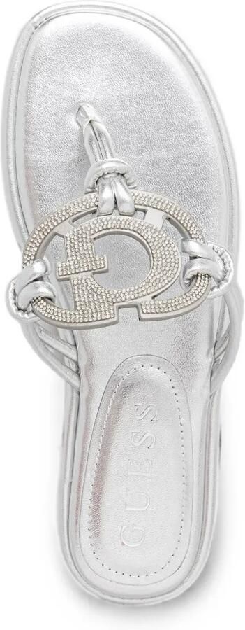 GUESS USA Teenslippers verfraaid met kristallen en logoplakkaat Zilver - Foto 3