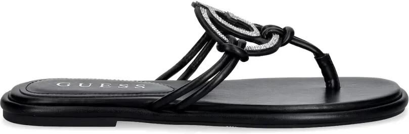 GUESS USA Teenslippers verfraaid met kristallen en logoplakkaat Zwart