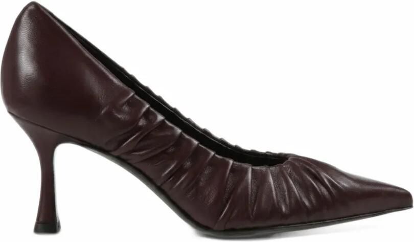 GUGLIELMO ROTTA Adele ruched leather pumps Bruin