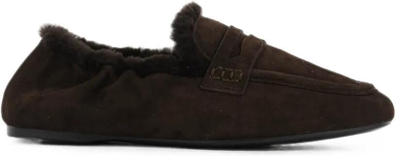 GUGLIELMO ROTTA shearling-trim suede loafers Bruin
