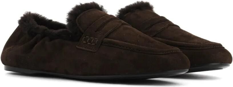 GUGLIELMO ROTTA shearling-trim suede loafers Bruin - Foto 5