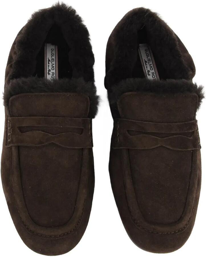 GUGLIELMO ROTTA shearling-trim suede loafers Bruin - Foto 2