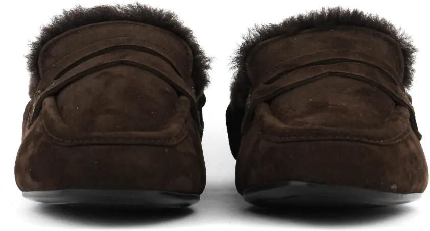 GUGLIELMO ROTTA shearling-trim suede loafers Bruin - Foto 3