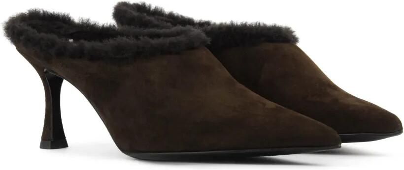 GUGLIELMO ROTTA shearling-trim suede mules Bruin