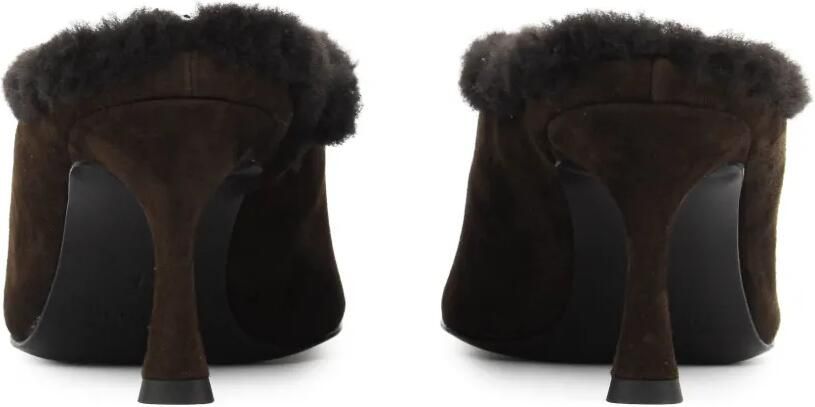 GUGLIELMO ROTTA shearling-trim suede mules Bruin - Foto 4