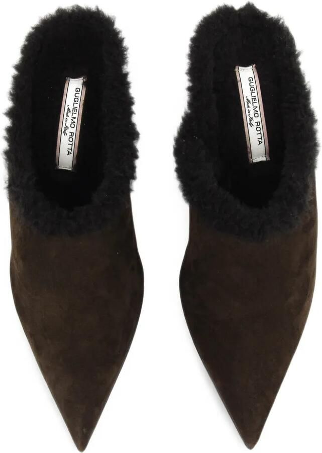 GUGLIELMO ROTTA shearling-trim suede mules Bruin - Foto 2