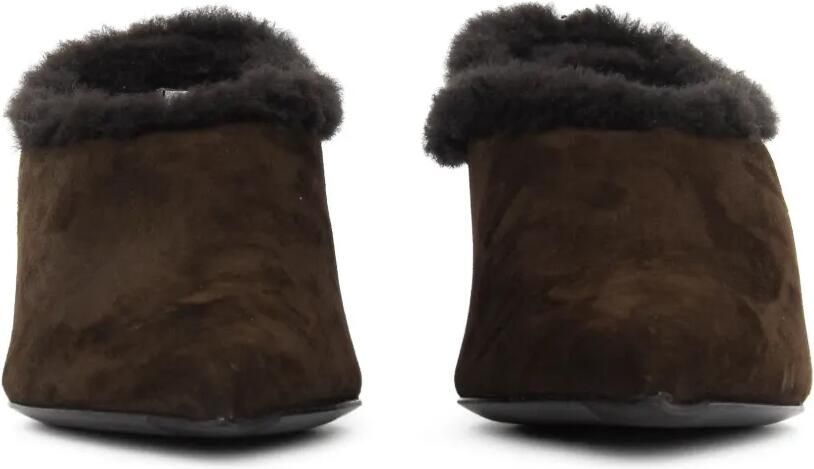 GUGLIELMO ROTTA shearling-trim suede mules Bruin - Foto 3