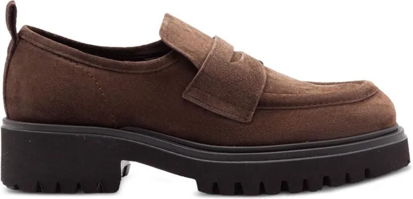 GUGLIELMO ROTTA Suède loafers met plateauzool Bruin