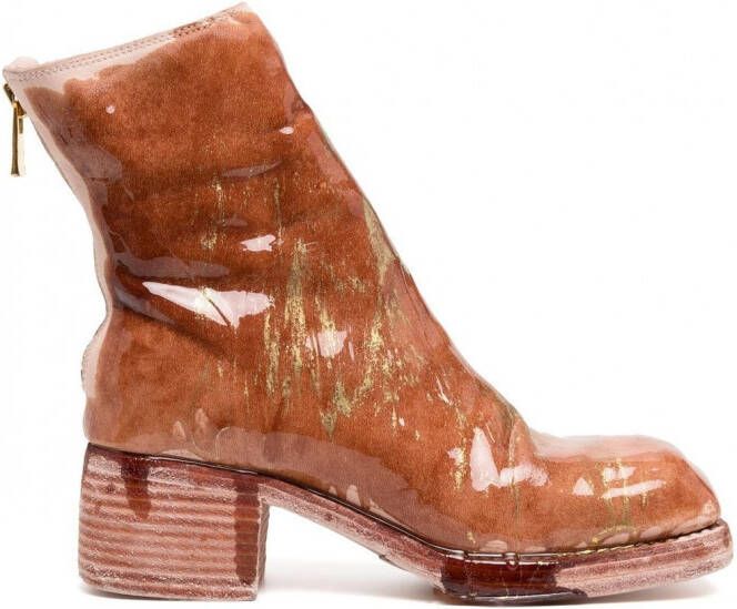 Guidi Enkellaarzen met metallic detail Bruin