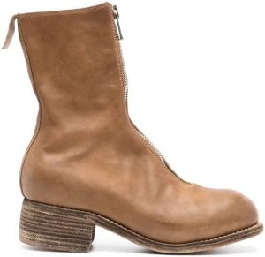 Guidi Enkellaarzen met rits Bruin
