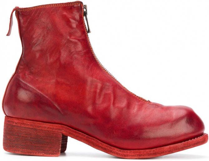 Guidi front zip ankle boots Rood