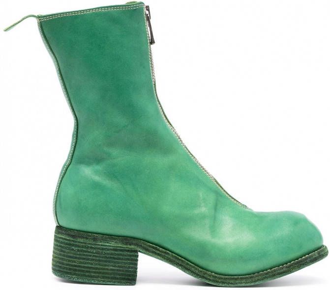Guidi Leren laarzen Groen - Schoenen.nl
