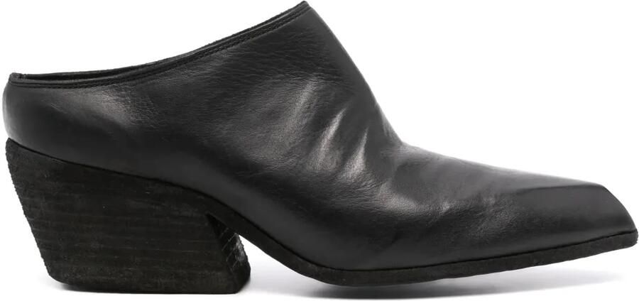 Guidi 65 mm leren slippers Zwart
