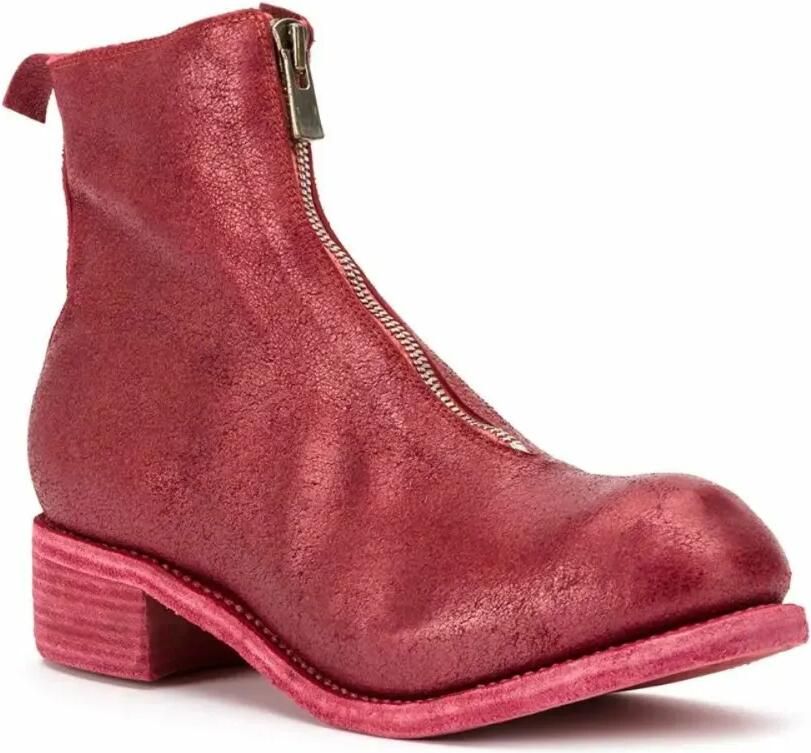 Guidi Enkellaarzen met rits Rood