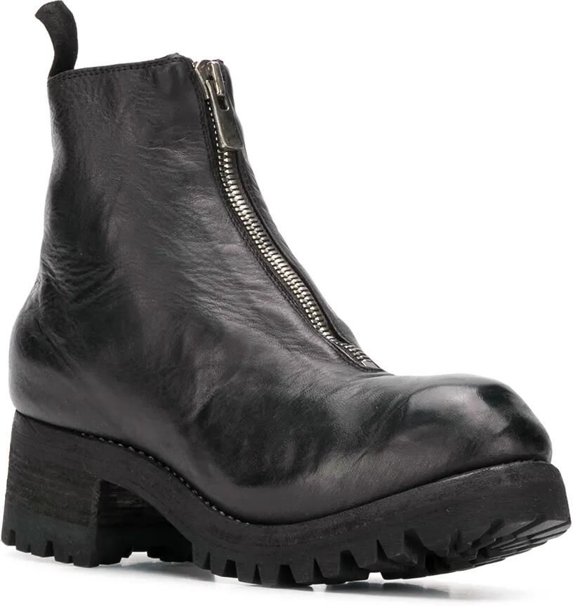 Guidi front zip ankle boots Zwart