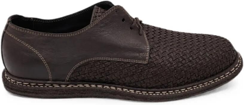 Guidi Geweven leren derby schoenen Bruin