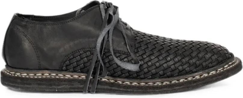 Guidi Geweven leren derby schoenen Zwart
