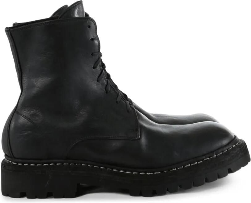 Guidi Legerlaarzen met veters Zwart
