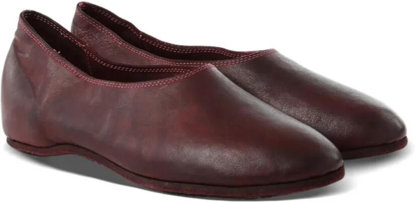 Guidi Leren ballerina's met tonale stiksels Rood - Foto 2