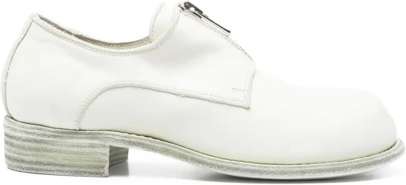 Guidi Leren derby schoenen met rits Wit