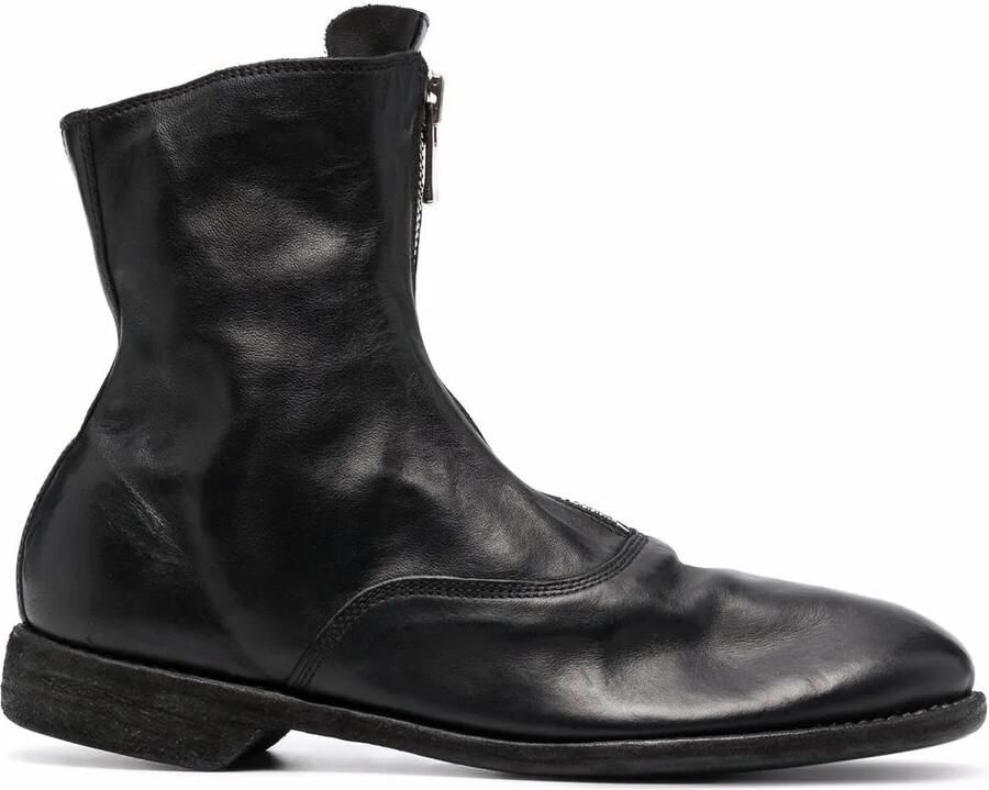 Guidi soft zip front ankle boots Zwart