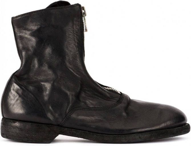 Guidi soft zip front ankle boots Zwart