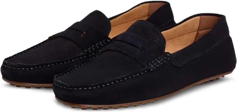 Hackett London Driver Saddle suède loafers Blauw