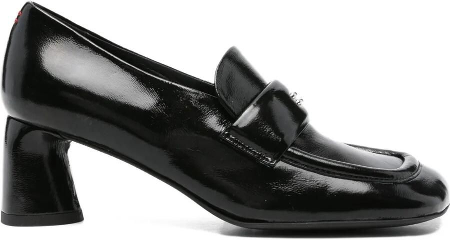 Halmanera 55 mm loafers met blokhak en leren bovenkant Zwart