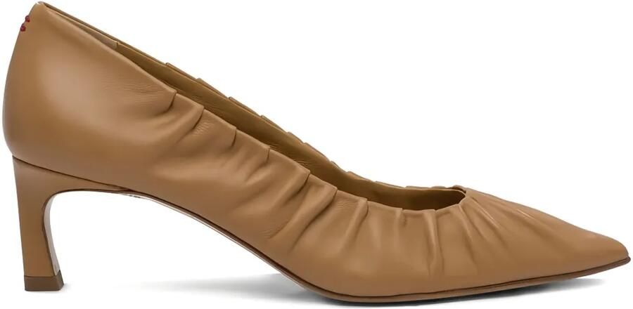 Halmanera 55 mm Vale geplooide pumps met puntige neus Bruin