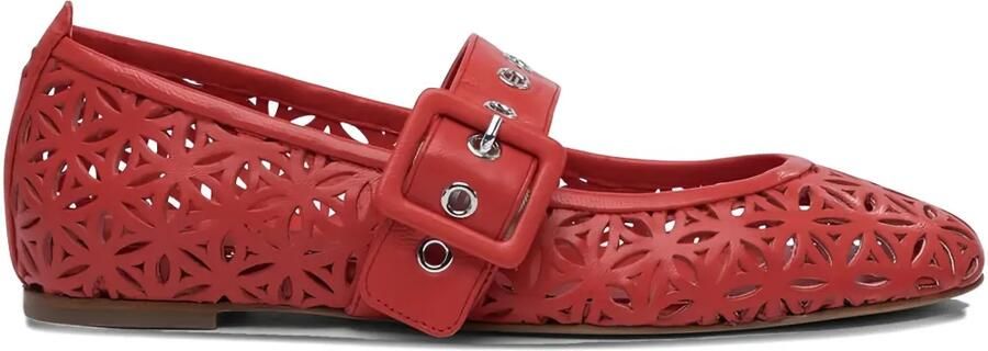 Halmanera Ballerina's met gesp en uitgesneden details Rood