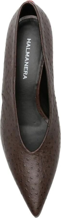 Halmanera Jade pumps met struisvogel-effect Bruin - Foto 4