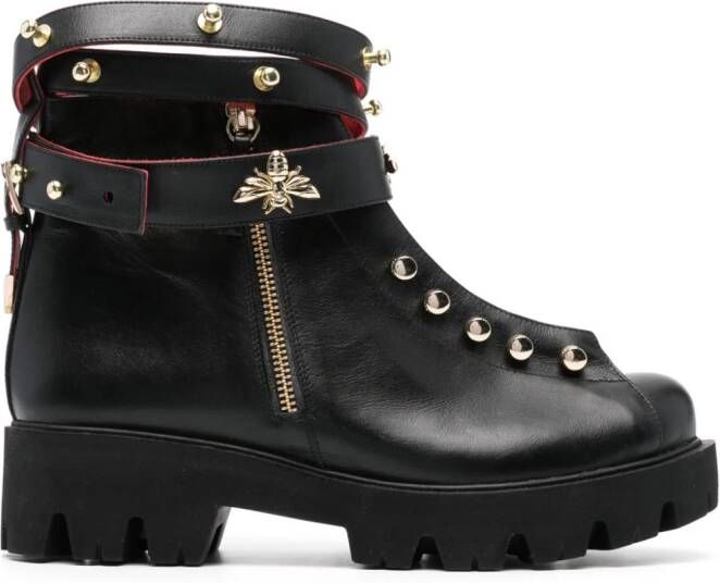 HARDOT 45mm stud-embellished leather boots Zwart