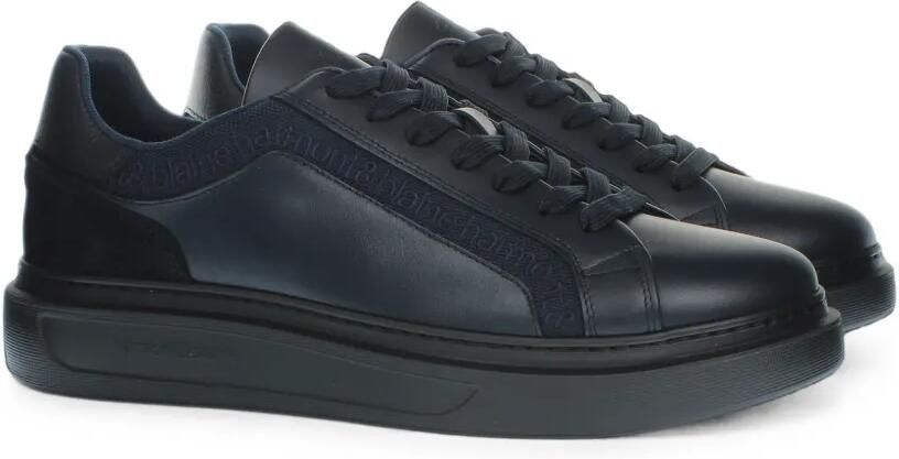 Harmont & Blaine logo-tape leather sneakers Blauw