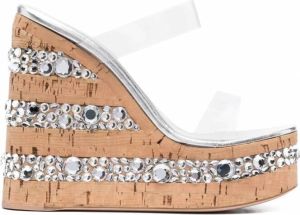 Haus of Honey Croco sandalen verfraaid met kristallen Zilver