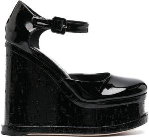 Haus of Honey Lacquer Doll Mary Jane sandalen met sleehak Zwart