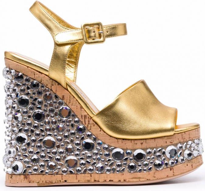 Haus of Honey Sandalen met kristal Goud