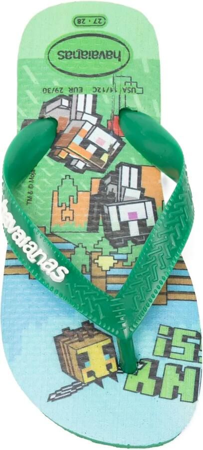 Havaianas Kids x Minecraft teenslippers met logodetail Groen - Foto 3