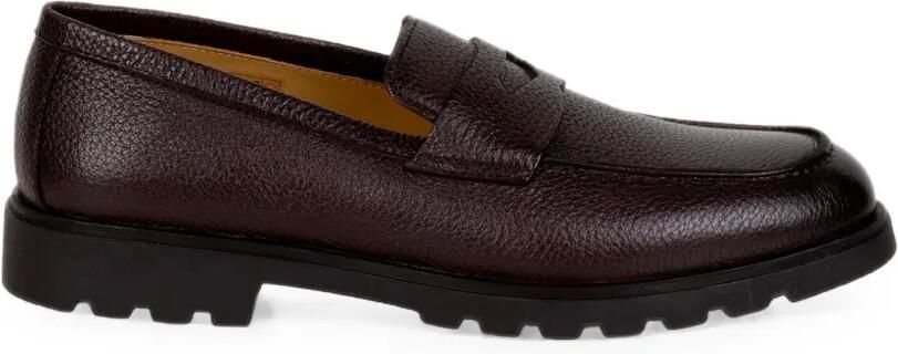 Henderson Baracco grainy leather penny loafers Bruin