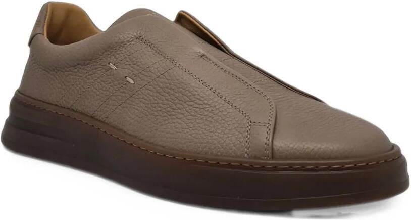 Henderson Baracco grainy leather sneakers Bruin - Foto 3