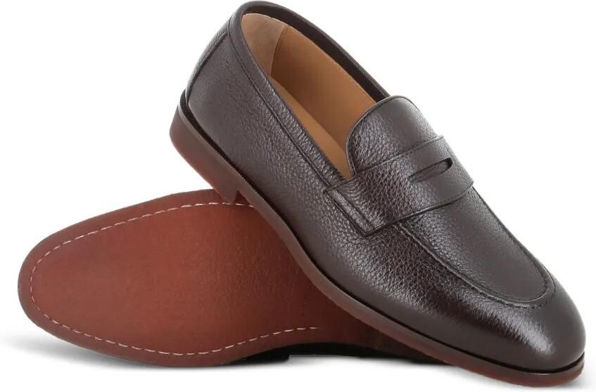 Henderson Baracco Penny loafers van leer met textuur Bruin - Foto 2