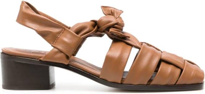 Hereu 40 mm Bena Heeled leren sandalen Bruin