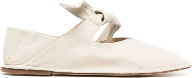 Hereu Ballerina's met vierkante neus Wit