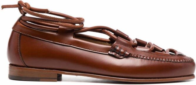 Hereu Ghillie leren loafers Bruin
